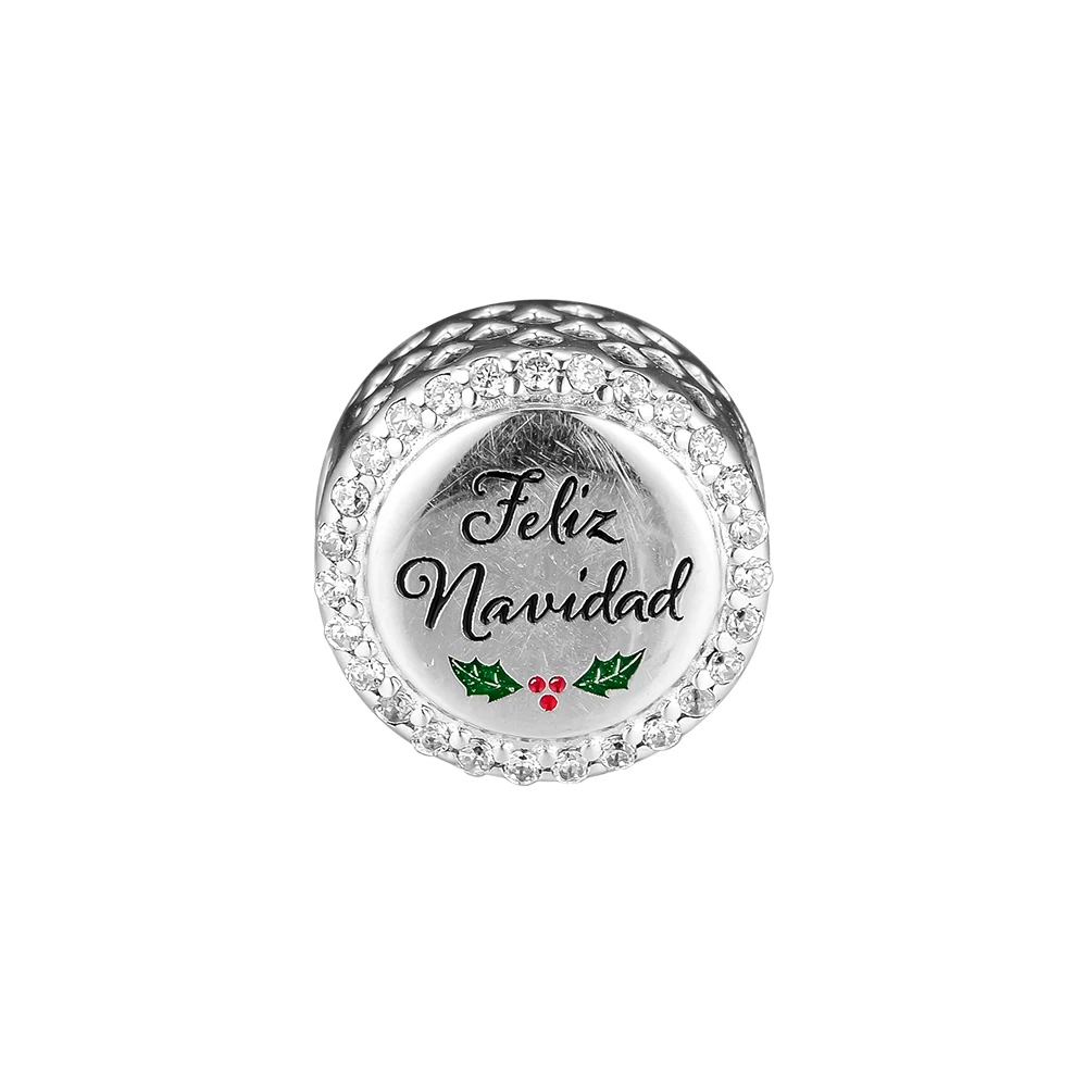 

Feliz с утолщённой меховой опушкой, с позолоченным кольцом, соответственные Пандоре обаятельные Браслеты Счастливого Рождества бусины для из...