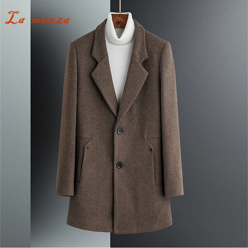 Шерстяное мужское пальто 2020 повседневные зимние мужские модное шерстяное в