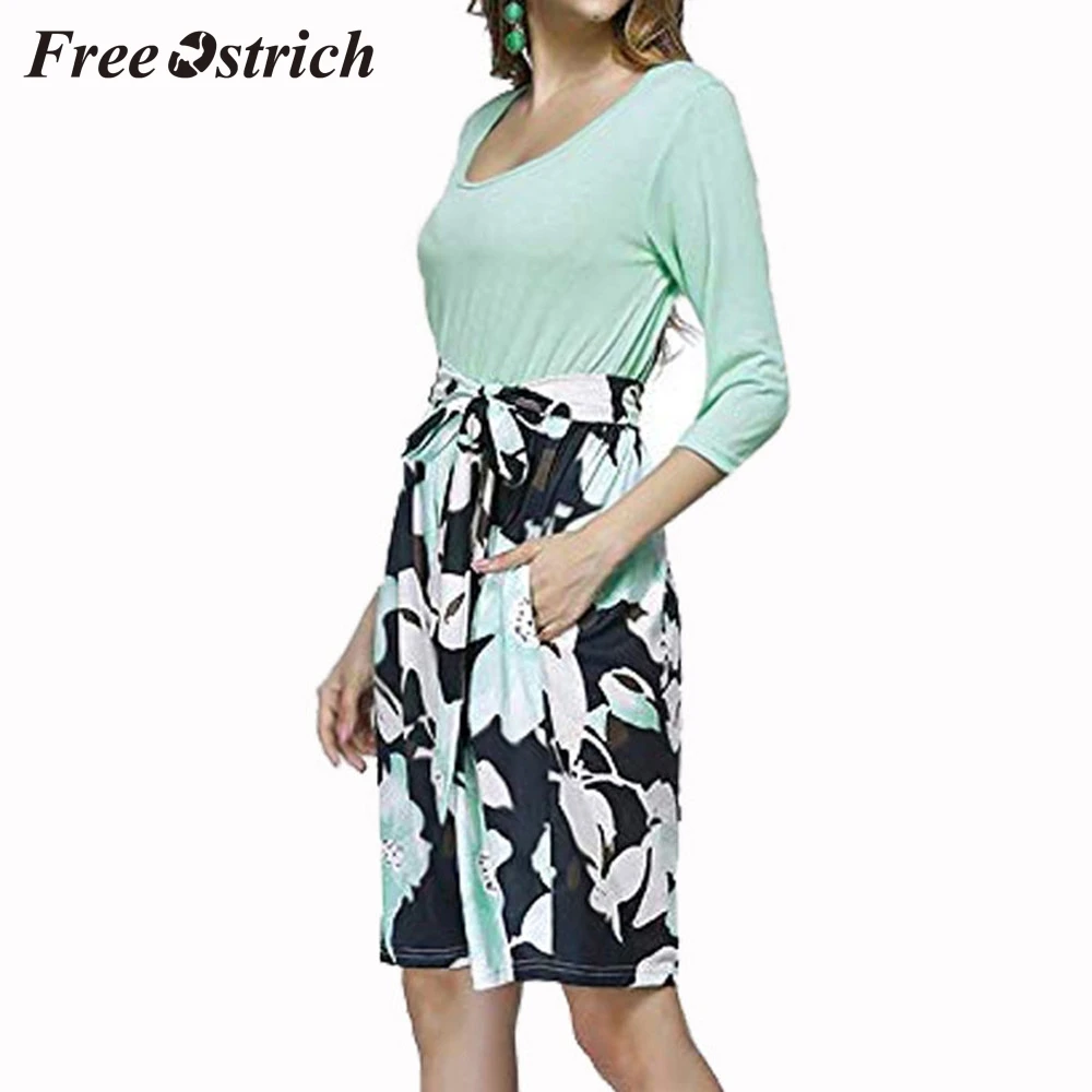 Женское Повседневное платье Free Ostrich мягкое облегающее с цветочным принтом и