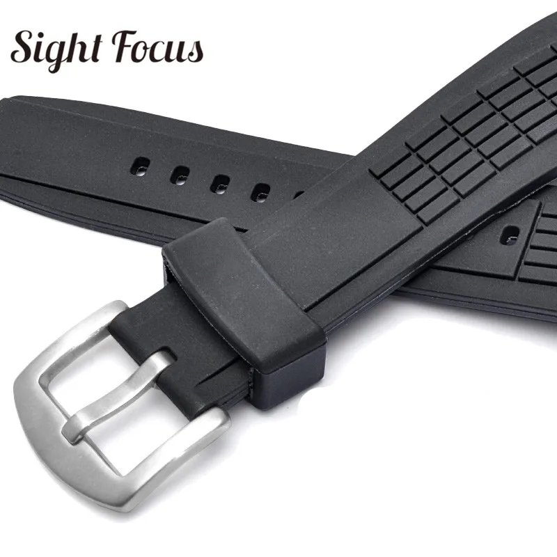 Ремешок для часов Seiko 26 мм из резины серии VELATURA с черной застежкой на штырьках для мужских наручных часов-браслетов для дайвинга.