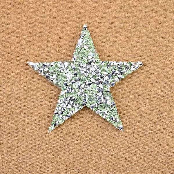 light green Цветные стразы со звездами, нашивки для одежды, ширина 6 см, вышитая аппликация, наклейки для свадебного платья - Цвет: light green