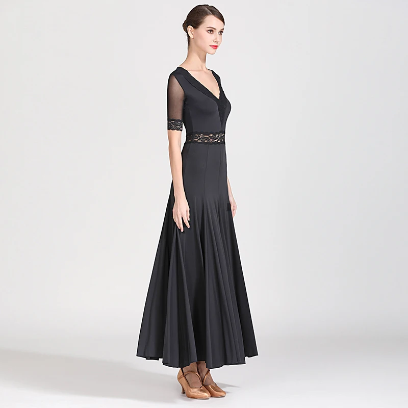 2019 Черная Женская Одежда для танцев с бахромой платья бальных и вальса