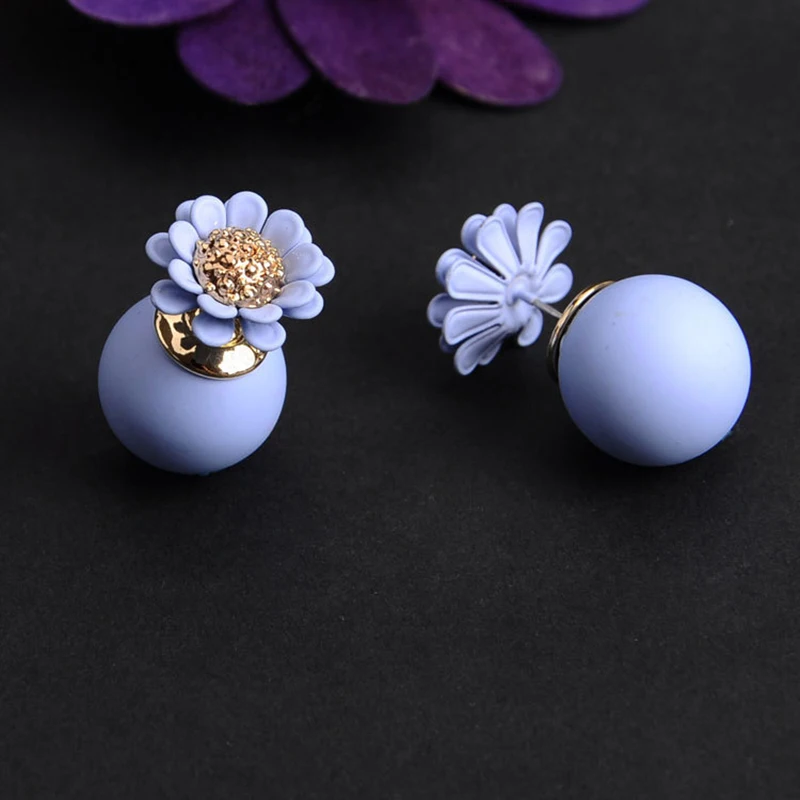 Летний стиль модное милое мини кольцо для ушей двойные имитация жемчуга серьги с