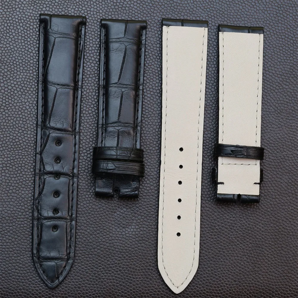 SAUPPO подходит для часов с ремешком для часов из кожи аллигатора, черный мужской ремешок 19 мм с пряжкой