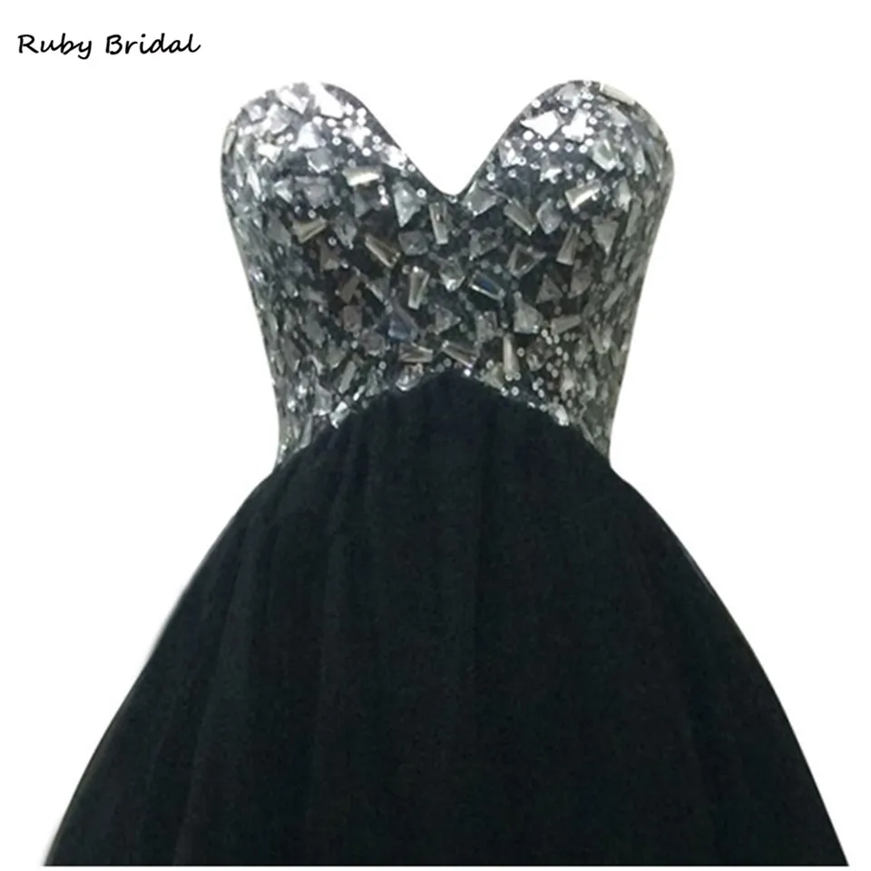 Ruby Bridal Vestidos De Fiesta черное Тюлевое платье с бусинами для выпускного вечера