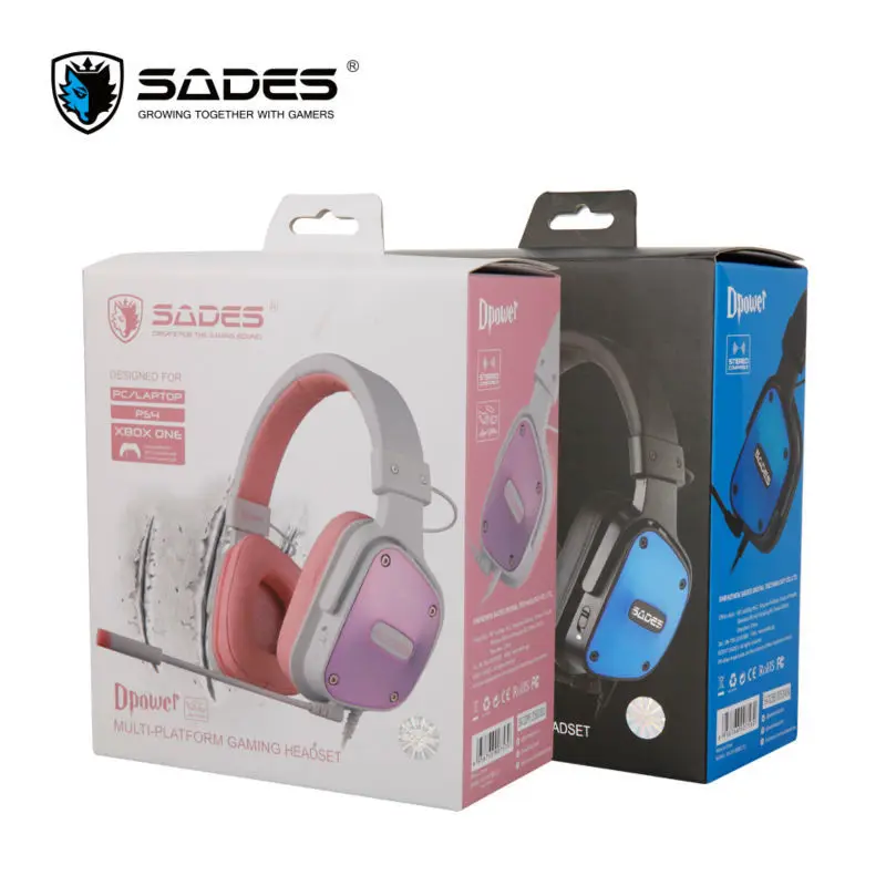 SADES Dpower многоплатформенная игровая гарнитура для ПК Xbox One PS4 со светодиодным