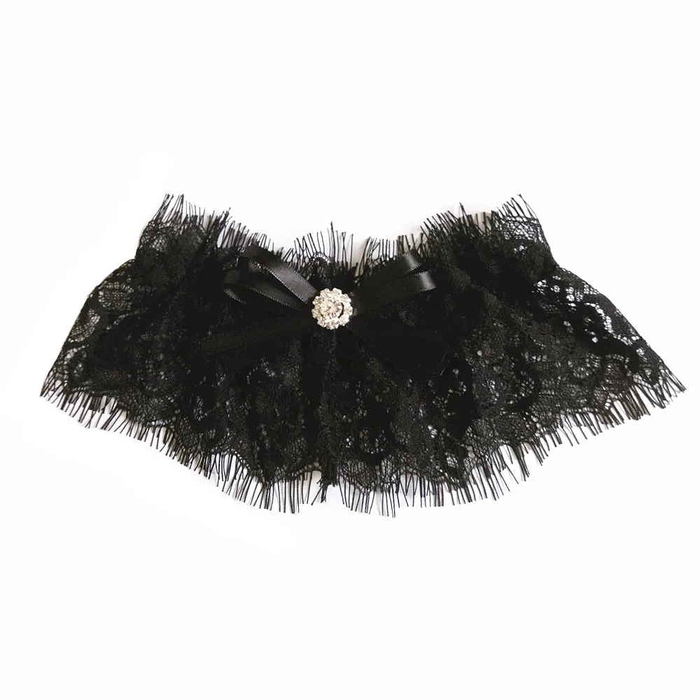 Черный эластичный Кружева Свадебные чулки с подвязками девичник вечерние