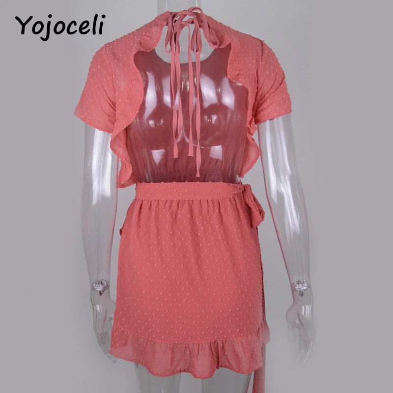 Yojoceli 2018 летнее гофрированное платье с открытой спиной женское пляжное Короткое