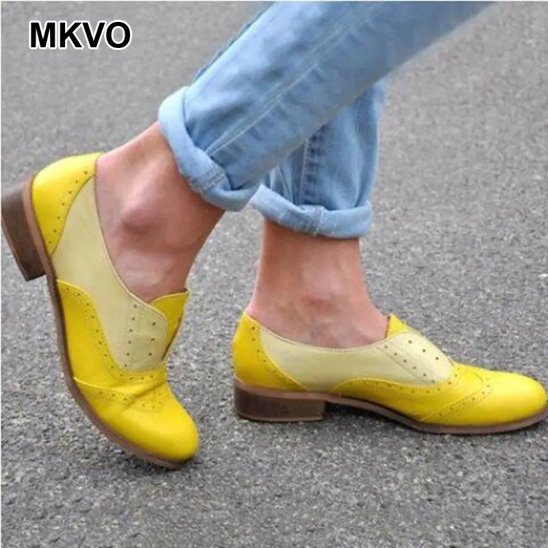 Модные женские ботинки вечерние весенние туфли из лоскутной кожи на низком