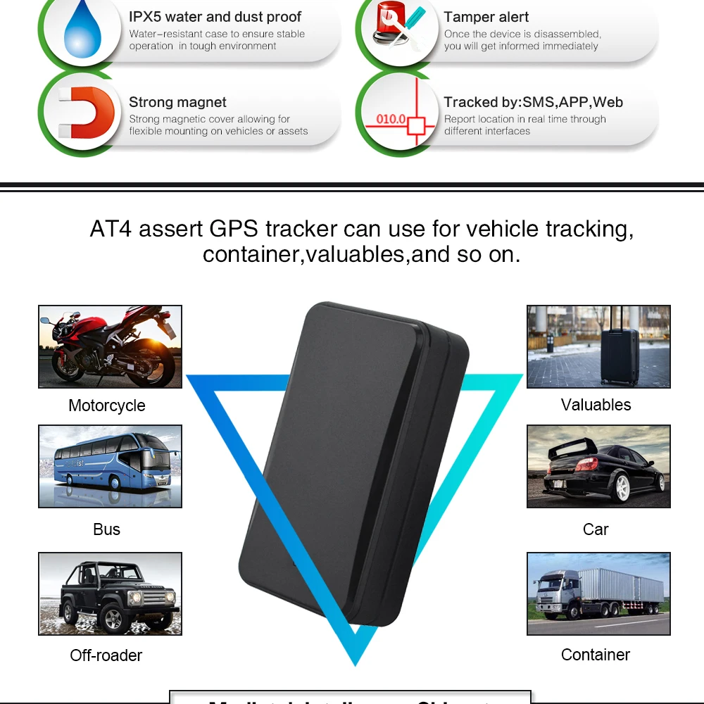 10000 мАч долгое время ожидания батарея gps автомобильный трекер автомобиль локатор AT4 с сильным магнитом анти-вскрытие супер водостойкий трекер