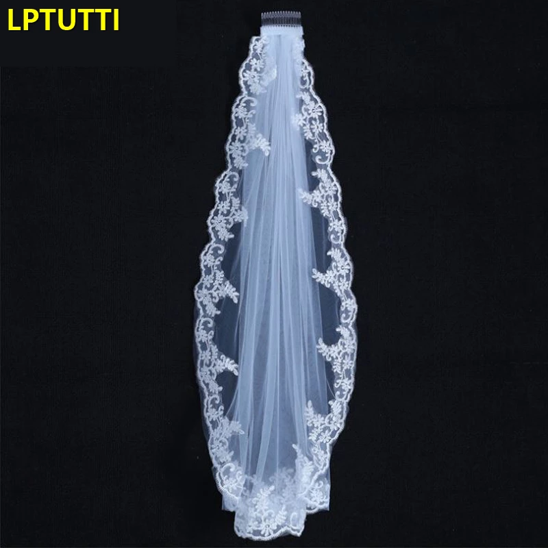 LPTUTTI однослойный кружевной новый короткий параграф Mantilla свадебный головной убор