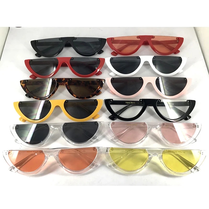 2020 Half Frame Women Cat Eye Sunglasses Hot New Arrival Fashion Ladies Pink Tint/Clear Lens Shades | Аксессуары для одежды