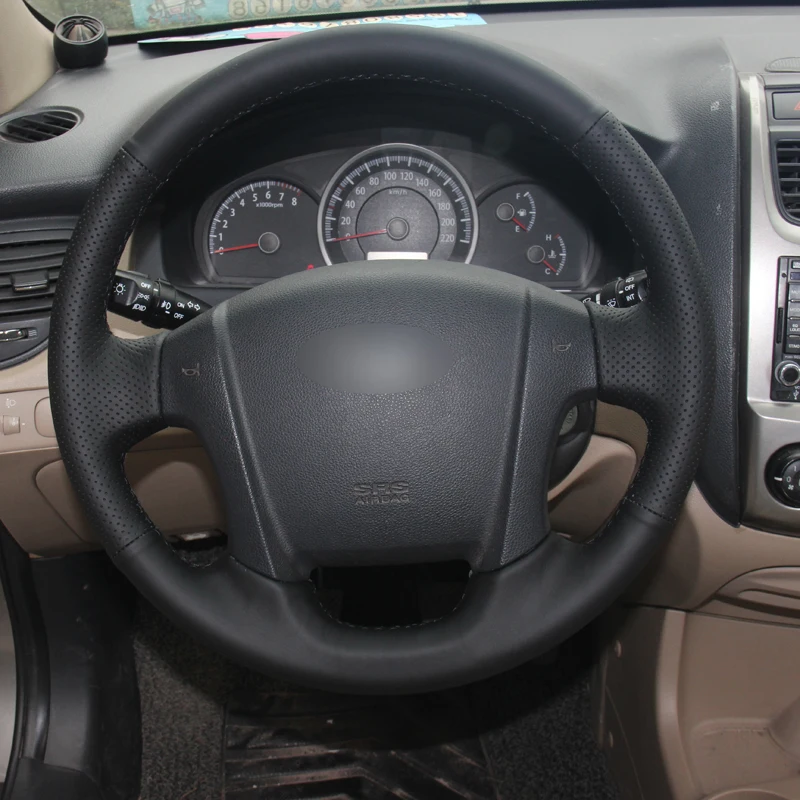 HuiER ручной швейный чехол рулевого колеса автомобиля дышащая черная кожа для Kia