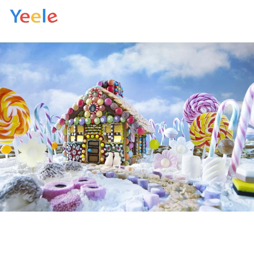 Рождественский фон Candyland конфеты зима белый снег дом фотография фон для фотостудии Photophone фотосессия