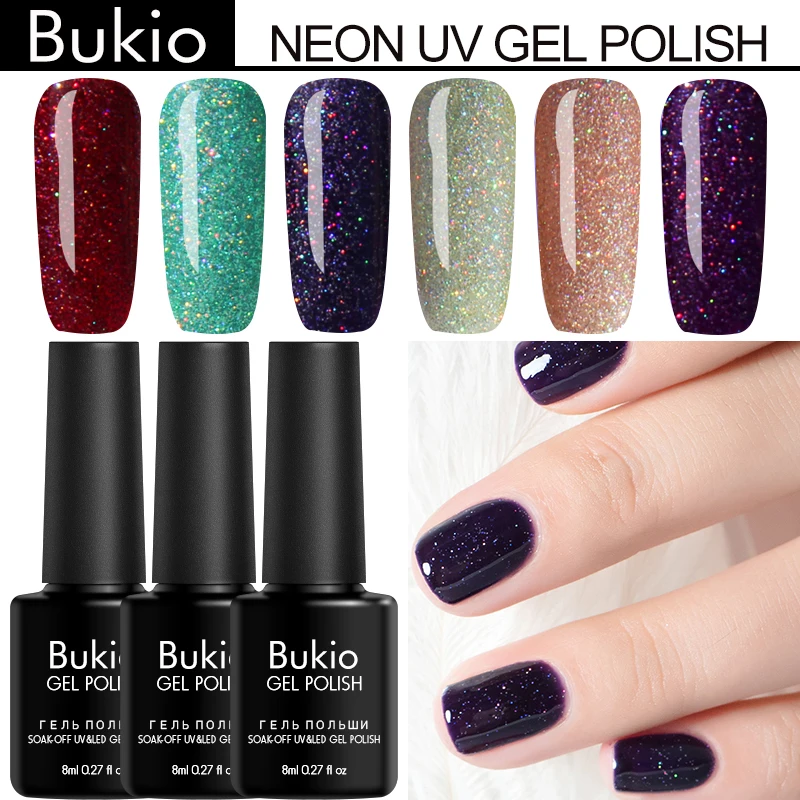 Набор неоновых гель лаков Bukio для дизайна ногтей 8 мл|Гель ногтей| |