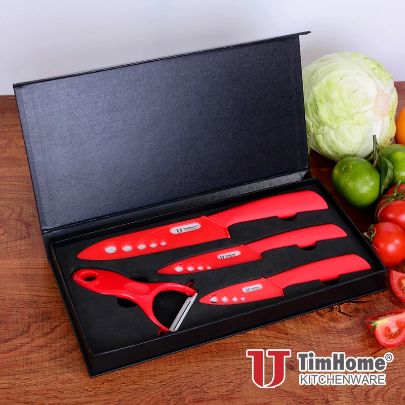 

Оптовая Кухонные Ножи 3 "4" 6 "+ Овощечистка Керамический Нож Set Top Качество Кухонных Ножей Набор подарочная коробка