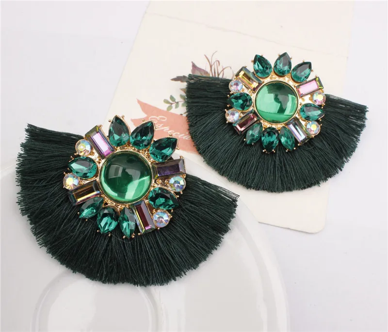 ZA новый дизайн Длинная кисточка из горного хрусталя серьги высокое качество