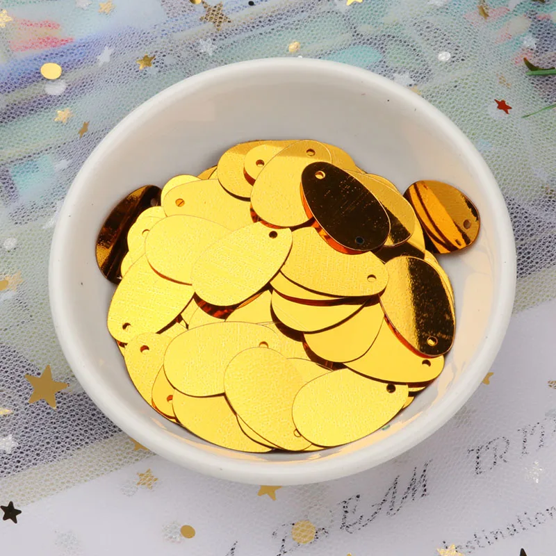 Dark Gold 120 шт./лот эллиптических блесток 12x20mm овальный яйцо Форма пайетки с 1 боковое отверстие для живота Танцы ткань блестками diy швейная фурнитура - Цвет: Dark Gold
