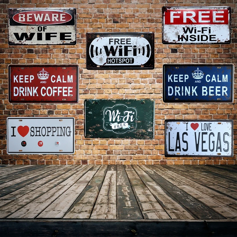 

[ Mike86 ] Free WIFI License Plates Vintage Pub Party decoration Metal Tin signs Wall Painting Plaque D-257B Mix order 30*15 CM