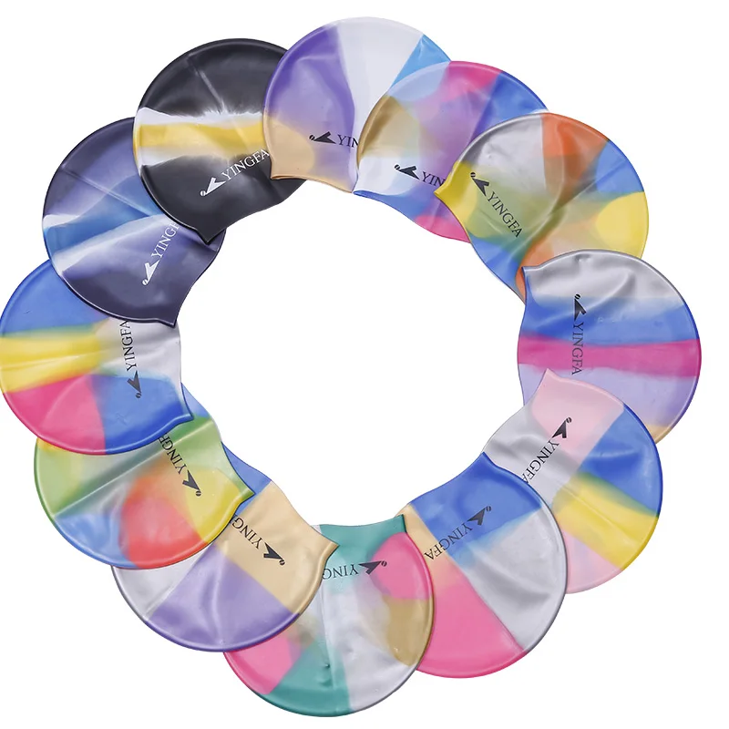 New Multicolor Sporty Silicone Swimming Caps Athlete Particle Swimming Hat Pool Wear Men and Women Protect Ears Bathing Cap