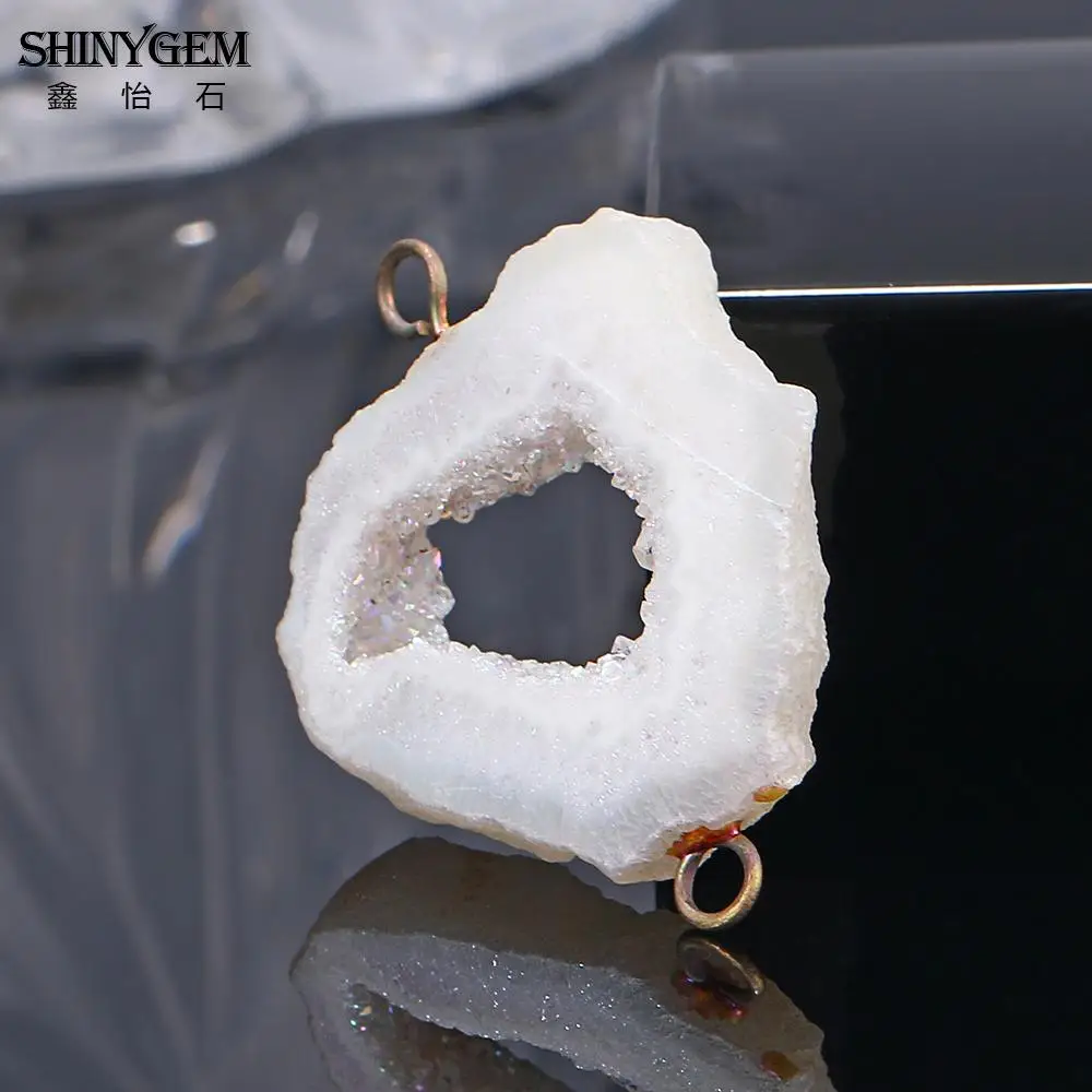ShinyGem 6-7 мм белая Друза подвеска из минерального природного камня очаровательные