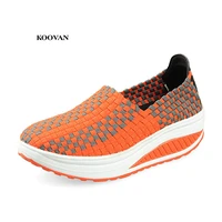 koovan womens sneakers thick bottom 2021 spring summer new manual rocking shoes weave shoes breathable platform sports shoes
