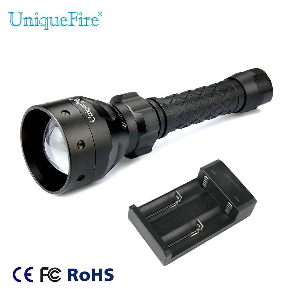 

UniqueFire 1406-XM-L 1200Lumen 10W White Light Adjustable Flashlight 18650 Lamp+Two Slot Charger Waterproof Free Shipping