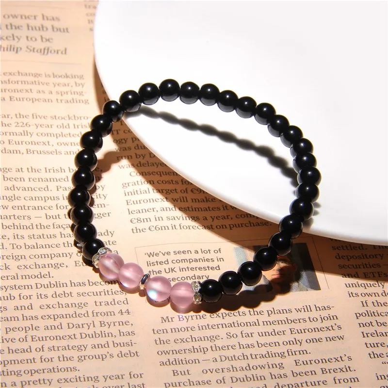 Розовые Кристальные бусины браслеты магнитное целебное гематит Йога для женщин