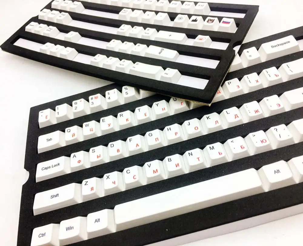 Russian 104 клавиш Японский Корейский Русский краситель-сублимация PBT Keycap Keycaps ANSI OEM профиль для Cherry MX игровая механическая клавиатура - Цвет: Russian
