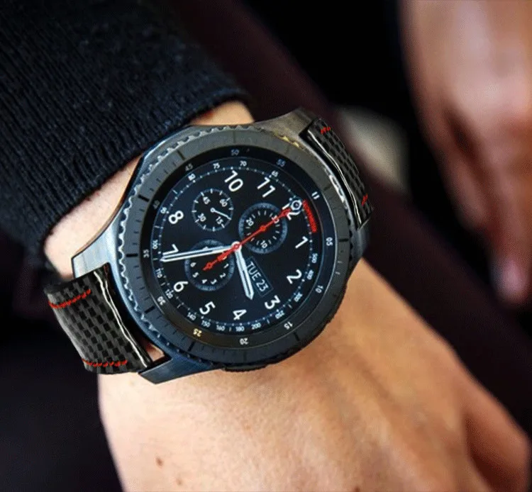 AKGLEADER для samsung Galaxy Watch 46 мм 42 м gear S3 S2 ремешок для часов из настоящего углеродного волокна Кожаный ремешок Huami Amazfit 2 наручный ремешок