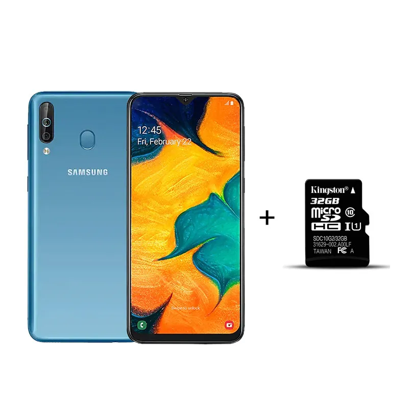 With 32G TF Samsung Galaxy A40S 6,4 дюймов HD+ 4G LTE мобильный телефон Android 6 ГБ ОЗУ 64 Гб ПЗУ 5000 мАч 123 ° ультра широкая камера смартфон - Цвет: With 32G TF