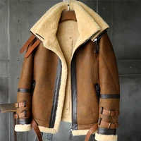 b3 mens shearling jacket flight jacket imported wool from australia short leather jacket mans sheepskin aviator fur coat
