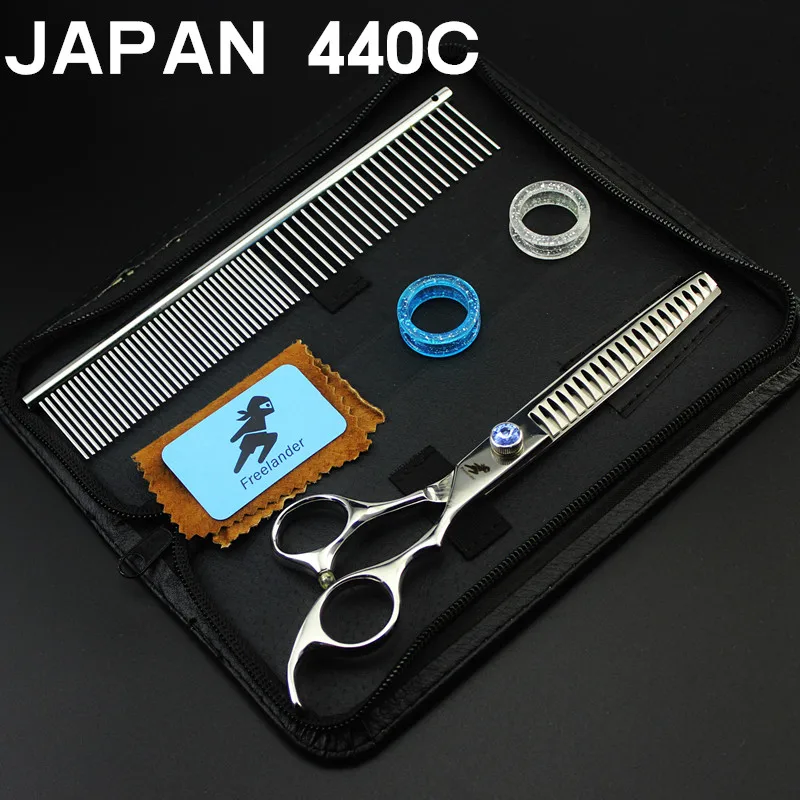 JAPAN 440C2 Профессиональные ножницы для собак Уход за животными 7,0 дюймов истончающие ножницы Полировальный Инструмент для Стрижки животных поставщики инструментов высокого качества - Цвет: JAPAN 440C2