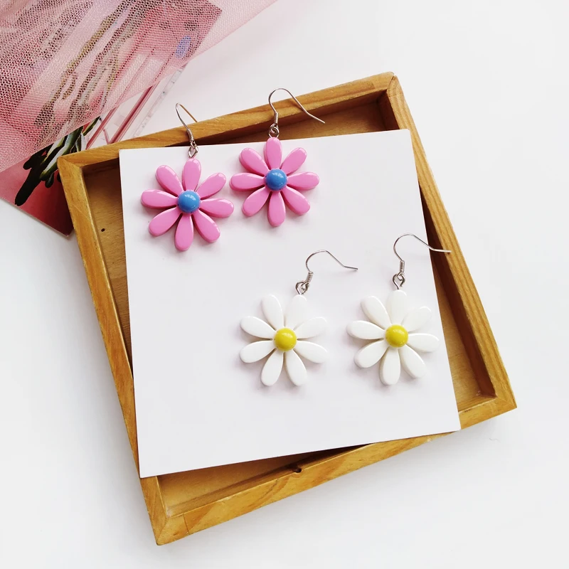 Женские серьги подвески с цветком милые романтичные для девочек ювелирные