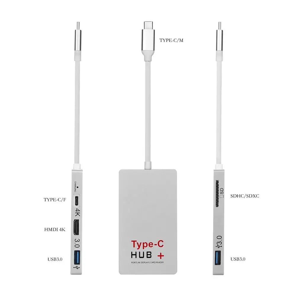 USB-C концентратор + PD Charge 3.0 typec концентратора Type-C card reader 4 К HDMI конвертер поддержки