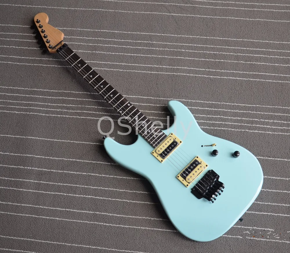 Высококачественный QShelly custom blue Charvel San Dimas alder body ebony fingerboard плавающая floyd rose