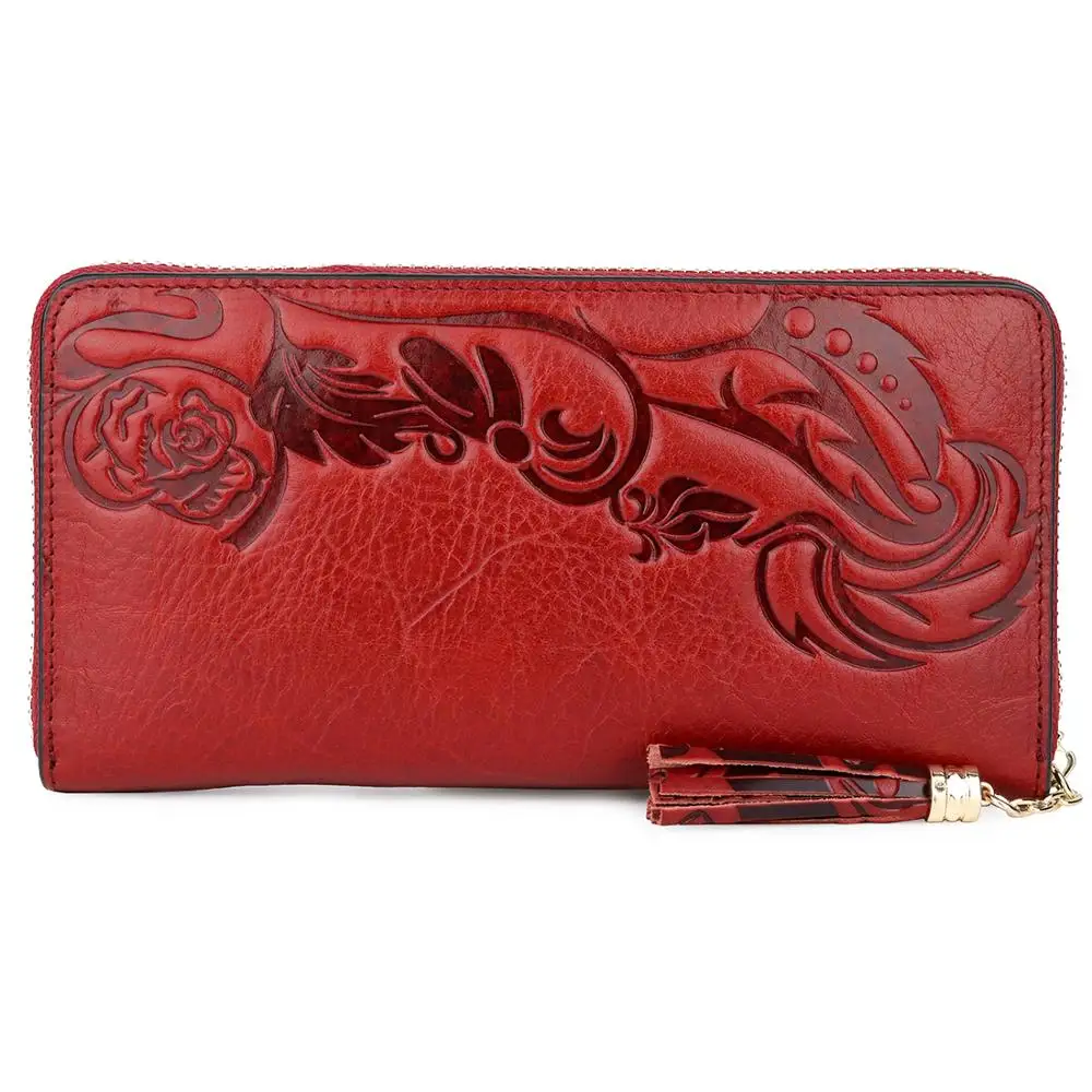 Высококачественные Фиолетовые женские кошельки с кисточками длинный Дамский