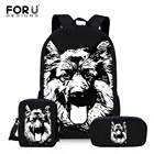 Комплект школьных рюкзаков FORUDESIGNS для мальчиков с принтом немецкой овчарки, ранец с собаками, Детская сумка для книг на плечо
