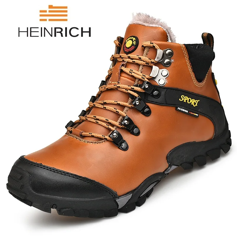 Генрих зимняя обувь из натуральной кожи модные теплые ботинки модных брендов Для