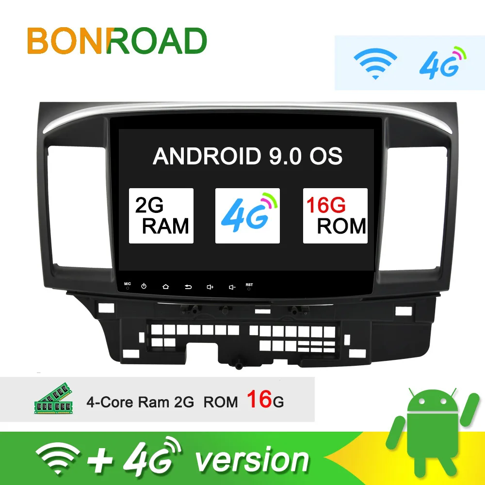 Bonroad Android 9,0 ram 2G автомобильный мультимедийный плеер для Mitsubishi Lancer 2010- радио gps навигация видео аудио плеер - Цвет: 4G Version