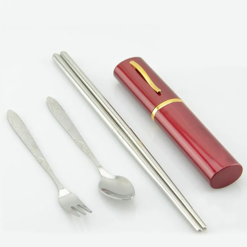 Набор из трех предметов столовая посуда нержавеющая сталь складные палочки для