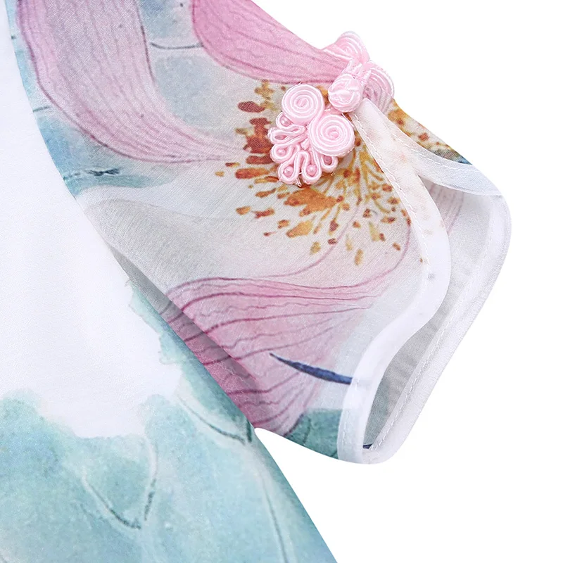 WL.MONSOON girl dress summer slim floral children's cheongsam princess thin female treasure | Детская одежда и обувь