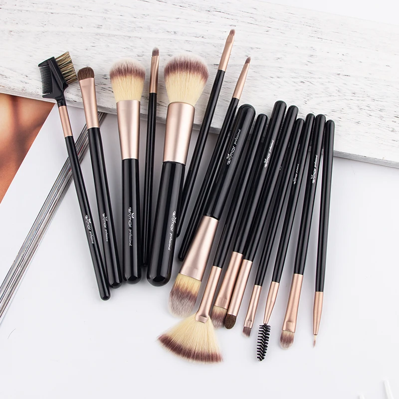 Anmor New 15PCS Makeup Brushes Set Foundation Professional Soft Eyebrow Eyeshadow Make Up Brush Kit Synthetic Hair with Pink Bag|brush kit|brush set