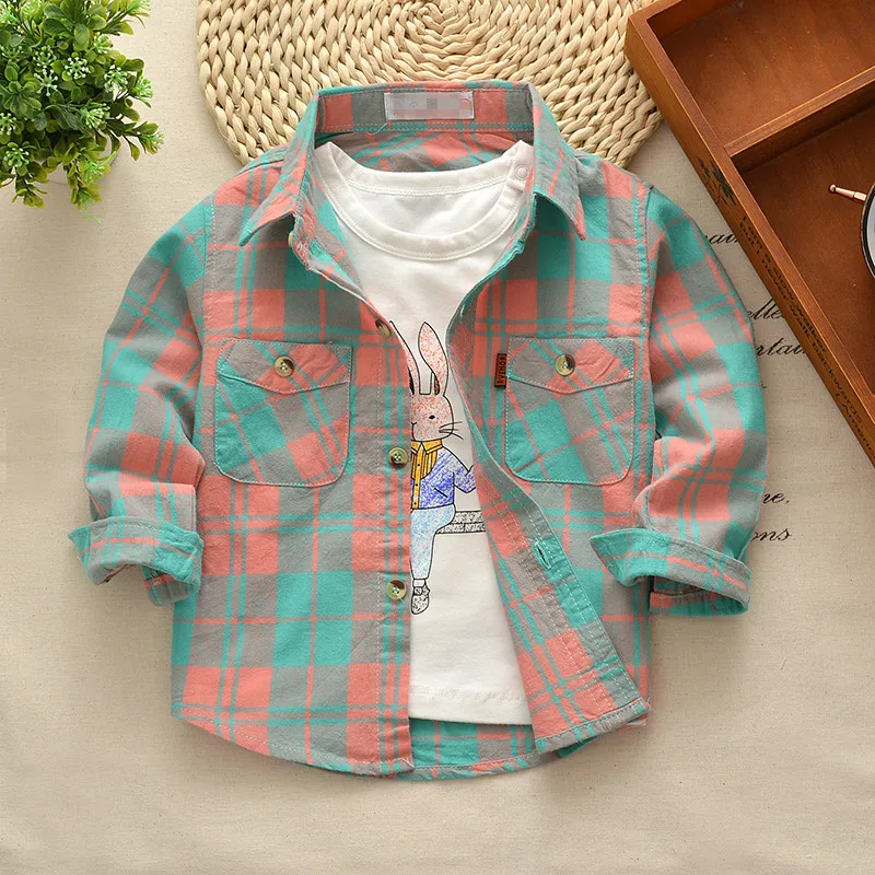 Рубашка для мальчиков 2 8 лет Классическая Повседневная рубашка в клетку Детские