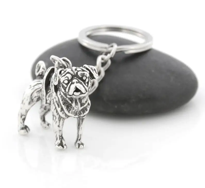 Antique Silver Винтажный серебряный Ретро черный милый брелок в форме мопса металл собака животное брелок Подвеска для ключей сумок Женщины Мужчины ребенка домашнее животное ювелирные изделия подарок - Цвет: Antique Silver
