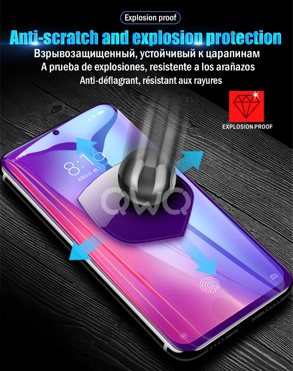 20D изогнутый экран протектор для Xiaomi mi 9 SE mi 8 lite Полное покрытие Гидрогелевая пленка для Xiao mi 9T A2 mi x 3 2s 2 A1 анти-синий светильник