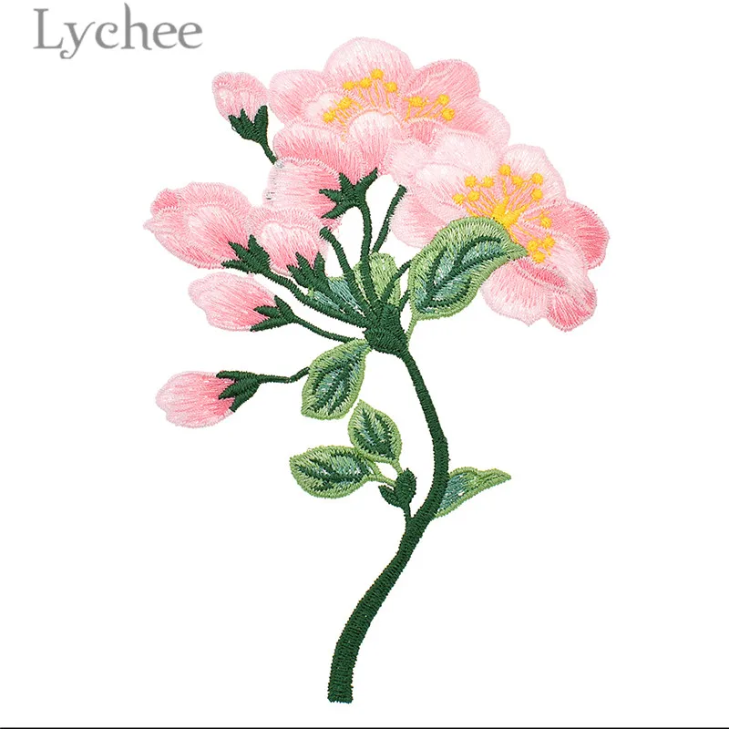 Lychee пион вышитая нашивка красочный цветочный узор искусственный материал для