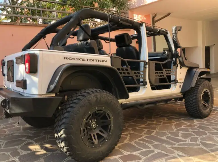 Один набор черных стальных полутрубок дверей с боковым зеркалом для jeep wrangler jk 07-15 4 двери авто продукты Lantsun