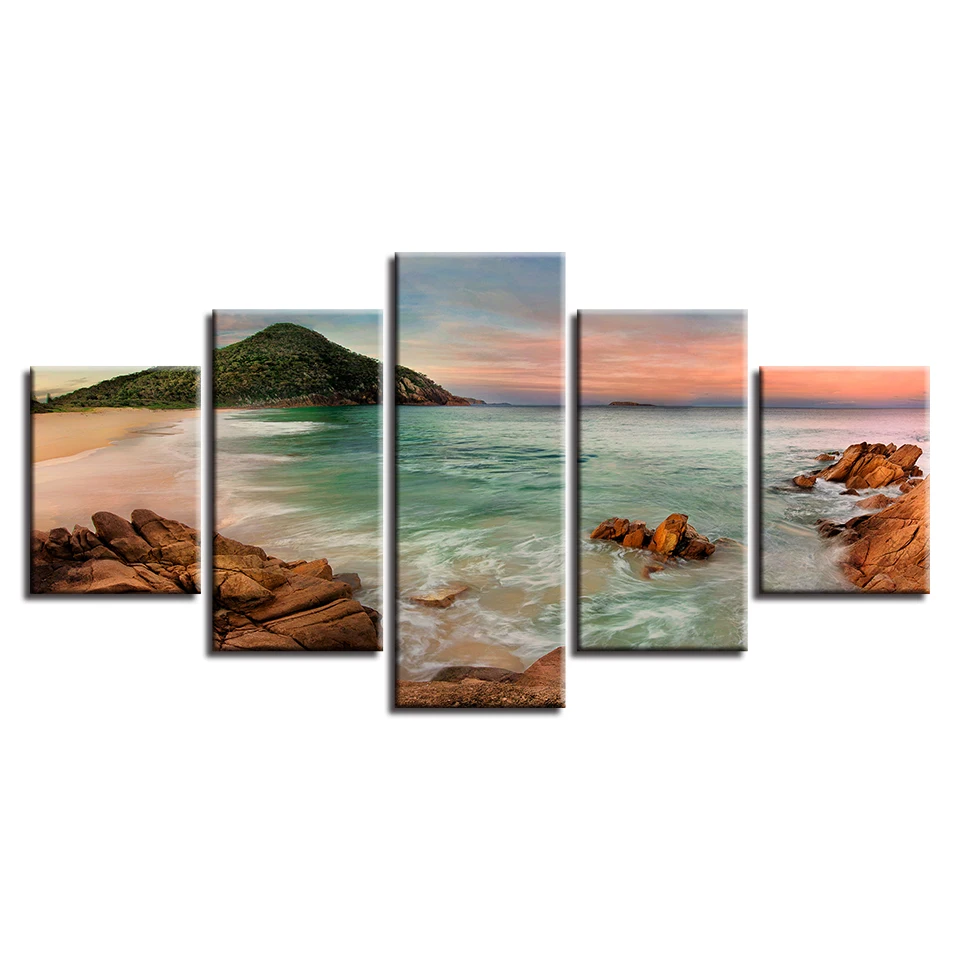 Холст Картины Wall Art домашний декор HD печатает 5 шт. море пляж фотографии волн