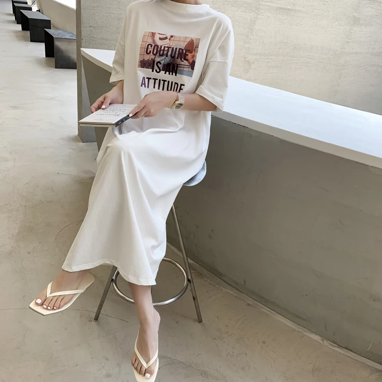 Новинка 2020 модная уличная одежда длинное платье макси с надписью и женское